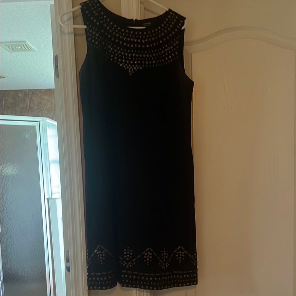 Nicole Miller Black Embellished Sheath Cocktail Dress